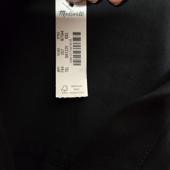 Madewell Utility Button Front Mini Dress Black Linen Blend Relaxed XXS NWT - Picture 5 of 11